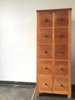 Teak apotheekkast met 10 lades 1m30, 50 tot 100 cm, 5 laden of meer, 25 tot 50 cm, 100 tot 150 cm