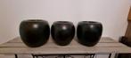 3 vases décoratifs en terre cuite noir mat, Noir, Enlèvement ou Envoi