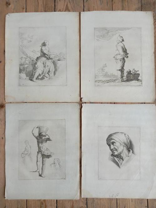 4 Oude gravures (Bloemaert), Antiek en Kunst, Kunst | Etsen en Gravures, Ophalen