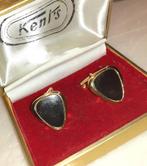 manchetknopen vintage goud en zwart '80 Kent's, Handtassen en Accessoires, Manchetknopen, Verzenden, Nieuw, Goud