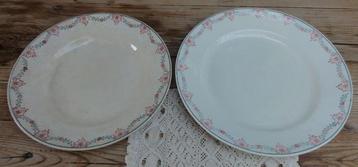 Oude Franse brocante schaal met guirlandes en bloemetjes, Enlèvement ou Envoi