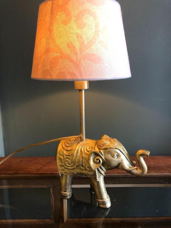 Glitter Gouden Oliefant Tafellampje., Antiek en Kunst, Antiek | Verlichting, Ophalen of Verzenden