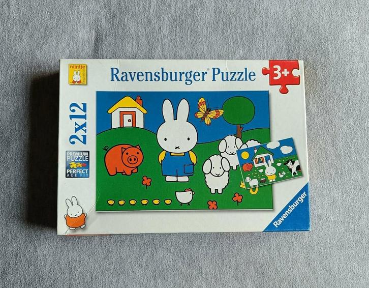 Puzzel - Nijntje - 2 x 12 Stukken - Ravensburger - €2,50, Kinderen en Baby's, Speelgoed | Kinderpuzzels, Gebruikt, 2 tot 4 jaar