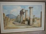 Giovanni GALLO 1952 Italy POMPEI Vesuvius gouache pastel, Antiek en Kunst, Kunst | Schilderijen | Klassiek, Ophalen of Verzenden