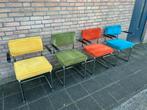 4 Ribstof Stoelen met Vhrome Buisframe, Huis en Inrichting, Ophalen, Gebruikt, Overige kleuren, Vier