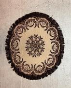 Vintage tafelkleed bloemen zandkleur bruin ovaal 122/100, Intérieur, Ovale, Enlèvement ou Envoi