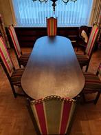 Houten tafel met 6 stoelen, 200 cm of meer, 50 tot 100 cm, Ophalen of Verzenden, Vijf personen of meer