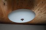 Grote Vintage Design Plafondlamp Glas Hout, Ophalen, Zo goed als nieuw, Glas, Vintage Design