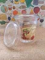 4 vintage conserveerbokalen met unieke print., Ophalen of Verzenden, Gebruikt, Glas