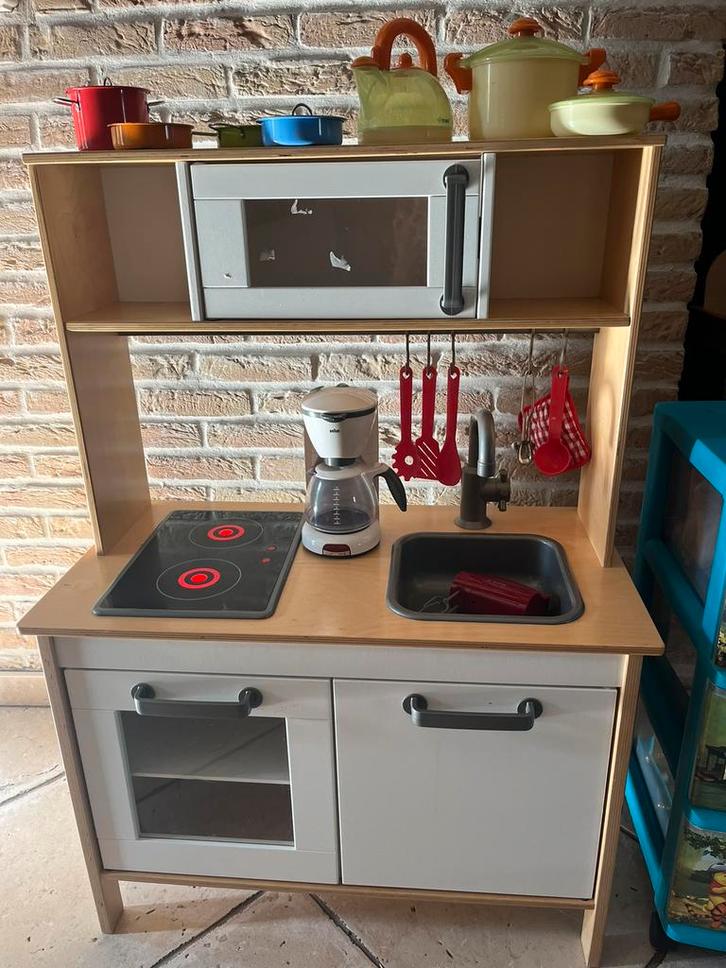 Ikea keukentje met heel veel toebehoren + ladeblok, Kinderen en Baby's, Speelgoed | Speelkeukens, Gebruikt, Speelkeuken, Hout