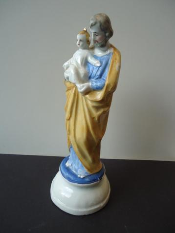 antiek Sint-Jozef met Kind Andenne porselein handpainted   beschikbaar voor biedingen