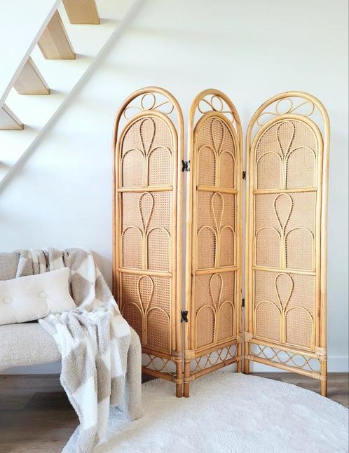 Prachtig vintage rotan kamerscherm/paravent!, Huis en Inrichting, Woonaccessoires | Kamerschermen, Zo goed als nieuw, Ophalen