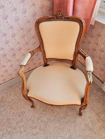 Fauteuil de style Louis XV – bois sculpté et tissu récent beschikbaar voor biedingen