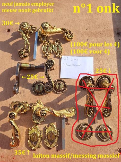 1/24 onk diverse Oude deurklink/handvat messing/koper/brons, Doe-het-zelf en Bouw, Hang- en Sluitwerk, Zo goed als nieuw, Klink of Kruk