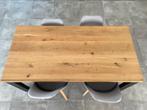 Table à manger en chêne avec 4 chaises, Comme neuf, Métal, Rectangulaire, 50 à 100 cm