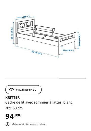 Lit pour enfants en bonne état, Enlèvement, Comme neuf, Matelas