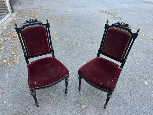 Antieke Stoelen jaar 1880 (zwart), Antiek en Kunst, Antiek | Meubels | Stoelen en Sofa's, Ophalen