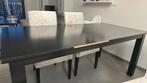 Zwarte houte tafel, Huis en Inrichting, Ophalen, Gebruikt, Vierkant, Vijf personen of meer