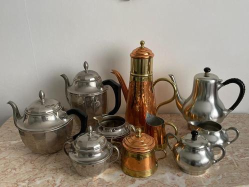 Koffie/thee serviezen in zilver en tin, Antiek en Kunst, Antiek | Servies compleet, Ophalen of Verzenden