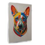 Modern Color Block Hondenportret canvas 60x90cm - 18mm., Huis en Inrichting, Woonaccessoires | Wanddecoraties, Nieuw, Verzenden