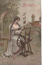 FANTASIE -  Meisje met Spinnewiel  ( Relief Top kaartje ), Verzamelen, Postkaarten | Themakaarten, Verzenden, Ongelopen, Overige thema's