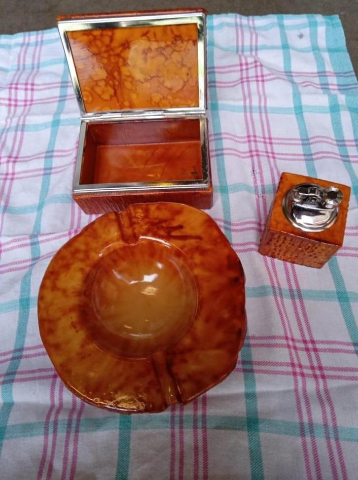 vintage rookset in marmer, 3 delig Romano Bianchi, Antiek en Kunst, Curiosa en Brocante, Ophalen of Verzenden