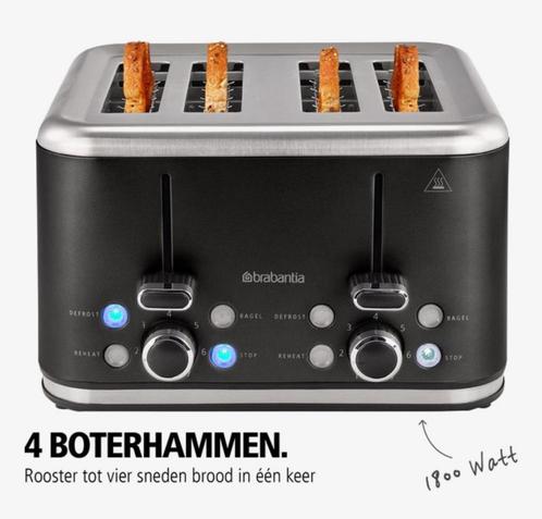 Brabantia BBEK1031NMB Broodrooster -Aluminium, 1800 Watt, Elektronische apparatuur, Broodroosters, Nieuw, Uitneembare kruimellade