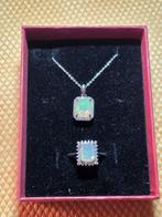 Sterling zilveren set met natuurlijke Ethiopische opaal, Ophalen of Verzenden, Nieuw, Zilver, Zilver