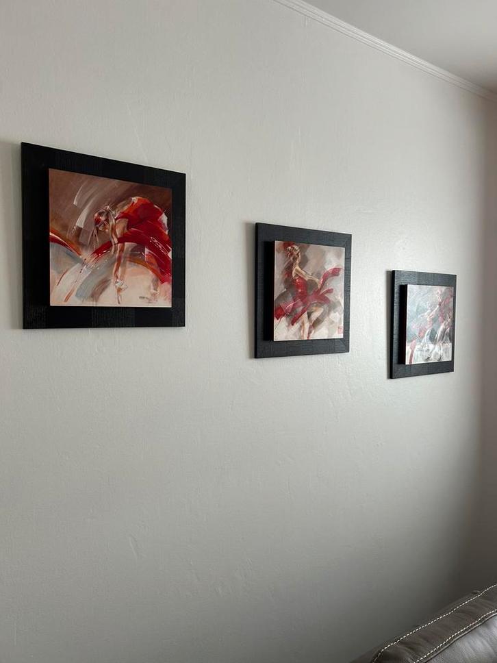 Set van 4 hedendaagse schilderijen als nieuw, Huis en Inrichting, Woonaccessoires | Schilderijen, Tekeningen en Foto's, Zo goed als nieuw