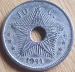 BELGISCH CONGO : 10 CENTIMES 1911 Km 19 XF, Postzegels en Munten, Munten | Afrika, Verzenden, Overige landen, Losse munt