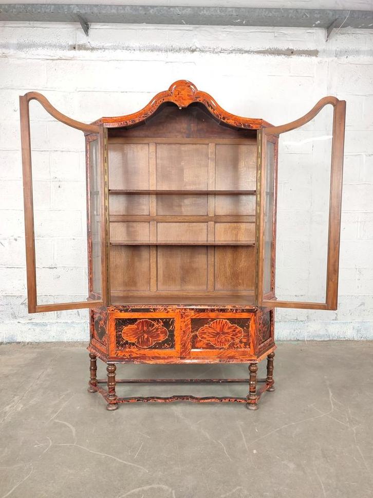 Antieke Maison Franck vitrinekast in schildpad fineer, Antiek en Kunst, Antiek | Meubels | Kasten, Ophalen