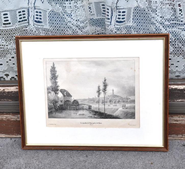 gravure moulin de nimi (nimy), Antiek en Kunst, Kunst | Etsen en Gravures, Ophalen of Verzenden