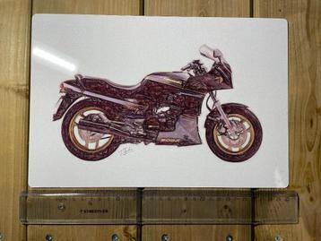 2 plaques métalliques avec images de motos Kawasaki