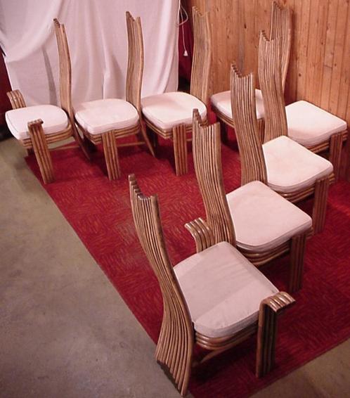 8 chaises en rotin à dossier haut McGuire Danny Ho Fong Mack, Maison & Meubles, Chaises, Utilisé, Cinq, Six Chaises ou plus, Osier ou Rotin