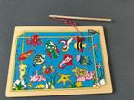 Magnetische visserij en puzzel op houten plank, Ophalen of Verzenden, Gebruikt