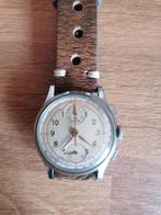 Montre chrono acier Elvet vintage 1960 Valjoux 77, Enlèvement, Comme neuf, Acier, Acier
