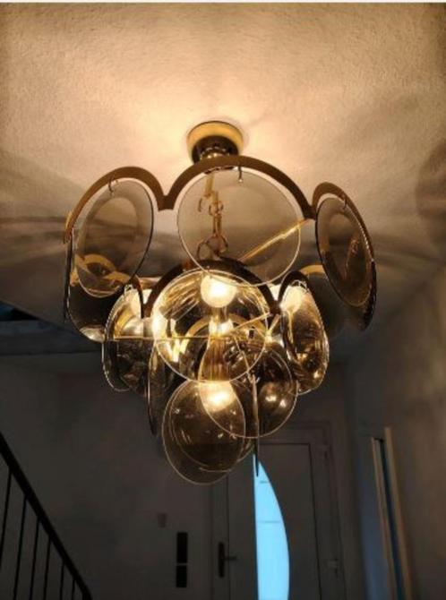 vintage Vistosi space age hanglamp 70er, Huis en Inrichting, Lampen | Hanglampen, Zo goed als nieuw, 50 tot 75 cm, Glas, Metaal