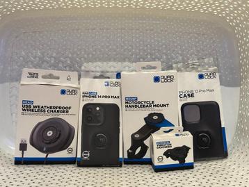 Quad Lock gsm houder motor set met draadloos opladen + hoes beschikbaar voor biedingen