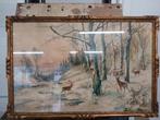 Aquarel herten in bos , wild , jacht, Ophalen
