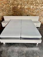 Auping bed 160 + elektrische spiraalbodems + matrassen, Ophalen, Tweepersoonsbed met elektrisch verstelbare bodems, Wit, Tweepersoons