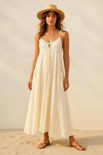 Vintage maxi zomerjurk van Philippe Salvet – 100% katoen, Kleding | Dames, Jurken, Maat 38/40 (M), Beige, Ophalen of Verzenden