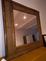 Retro Rotan spiegel, Antiek en Kunst, Ophalen, Vierkant, 50 tot 100 cm, Minder dan 100 cm