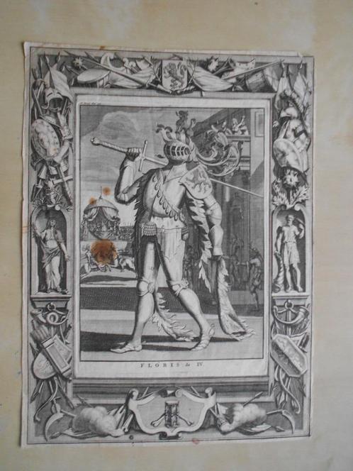 Portret van Floris IV, graaf van Holland (1222-1234), Antiek en Kunst, Kunst | Etsen en Gravures, Ophalen of Verzenden