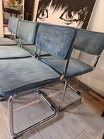 Ribstoelen fluweel, Huis en Inrichting, Stoelen, Ophalen, Overige materialen, Gebruikt, Blauw
