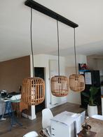 Hanglamp rotan 3-lamps pendel 105cm, Huis en Inrichting, Ophalen, Zo goed als nieuw