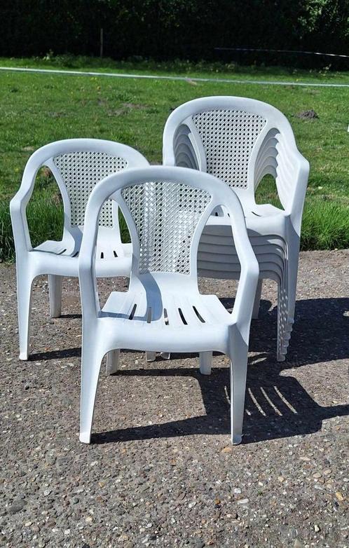 8 kunststof tuin stoelen, stoeltjes of camping, serre, feest, Tuin en Terras, Tuinstoelen, Gebruikt, Kunststof, Stapelbaar, Ophalen
