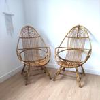 Set van 2 rotan stoelen jaren '60, Ophalen, Gebruikt, Riet of Rotan, Twee