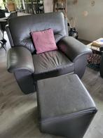 Lederen Salon + Relax zetel + Poef, Ophalen, Gebruikt, Leer