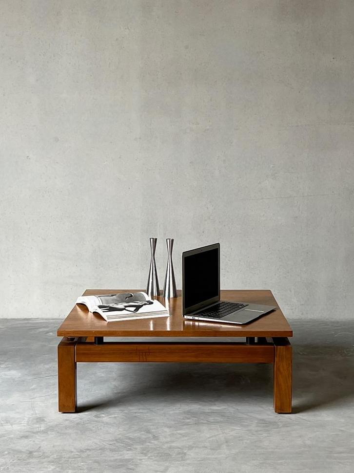 Vintage Mid Century houten lage salontafel, Huis en Inrichting, Tafels | Bijzettafels, Zo goed als nieuw, Hout, Ophalen