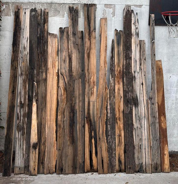 Oude eiken planken – prachtig verweerd, Tuin en Terras, Palen, Balken en Planken, Ophalen